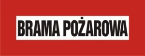 Znak brama pożarowa 14x36cm, płyta sztywna
