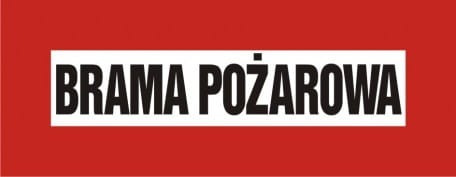 Znak brama pożarowa 14x36cm, płyta sztywna