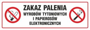 Znak - Zakaz palenia wyrobów tytoniowych i papierosów elektronicznych