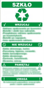 Znak - Instrukcja segregacji odpadów - szkło