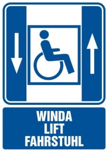 Winda lift fahrstuhl - dźwig osobowy dla niepełnosprawnych 21x14,8cm, na płycie sztywnej 