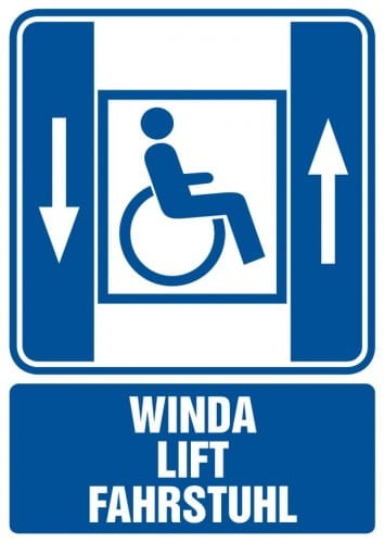Winda lift fahrstuhl - dźwig osobowy dla niepełnosprawnych 21x14,8cm, na płycie sztywnej 
