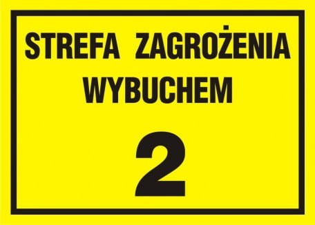 Tablica strefy zagrożenia strefa zagrożenia wybuchem 2 15x21cm, na płycie sztywnej 