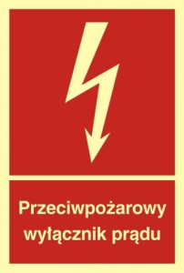 Znak przeciwpożarowy - Przeciwpożarowy wyłącznik prądu