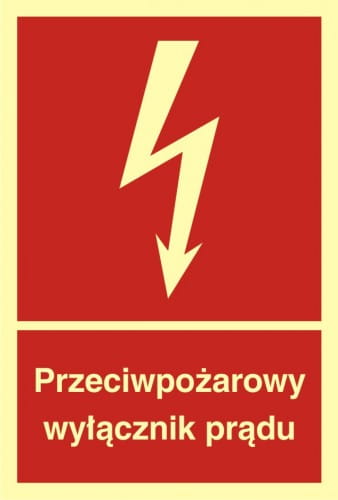 Znak przeciwpożarowy - Przeciwpożarowy wyłącznik prądu