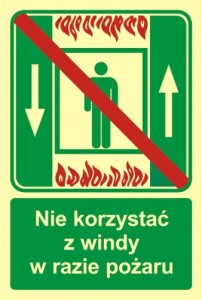 Znak ewakuacyjny - Zakaz korzystania z windy osobowej w razie pożaru