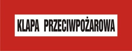 Znak klapa przeciwpożarowa 14x36cm, płyta sztywna