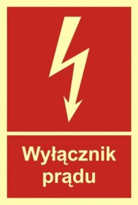 Znak wyłącznik prądu, płyta sztywna
