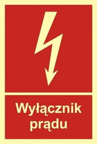 Znak wyłącznik prądu, płyta sztywna