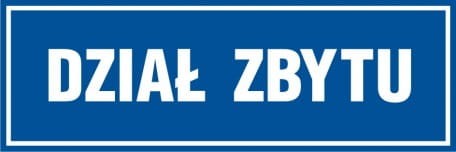 Znak dział zbytu 10x30cm, płyta sztywna