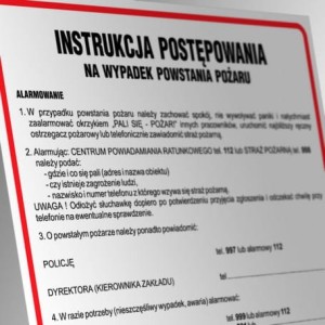  Instrukcja postępowania w przypadku powstania pożaru płyta sztywna 