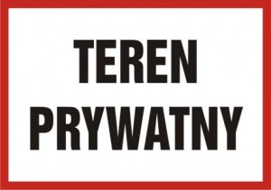 Tablica ostrzegawczo - informacyjna teren prywatny 14,8x21cm, na płycie sztywnej 