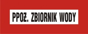 Znak przeciwpożarowy zbiornik wody 14x36cm, płyta sztywna