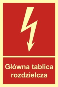 Znak główna tablica rozdzielcza 22,2x15cm, płyta sztywna