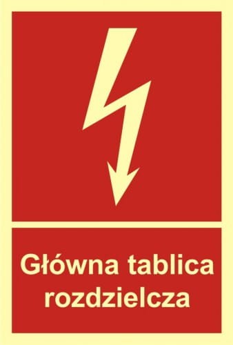 Znak główna tablica rozdzielcza 22,2x15cm, płyta sztywna