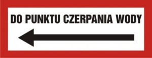 Znak do punktu czerpania wody w lewo 14x36cm, płyta sztywna