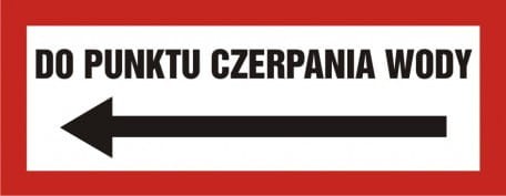 Znak do punktu czerpania wody w lewo 14x36cm, płyta sztywna