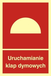 Znak uruchamianie klap dymowych, płyta sztywna, świecący