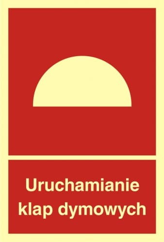 Znak uruchamianie klap dymowych, płyta sztywna, świecący