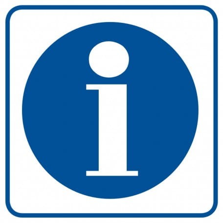 Piktogram informacja wersja druga 10,5x10,5cm, na płycie sztywnej 
