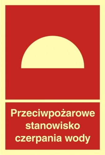Znak przeciwpożarowe stanowisko czerpania wody 22,2x15cm, płyta sztywna, świecący