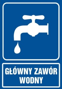 Znak główny zawór wodny 14,8x21cm, płyta sztywna