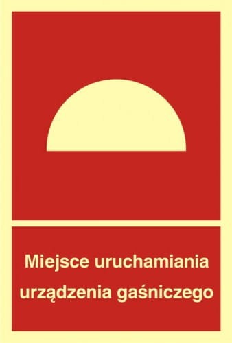 Miejsce uruchamiania urządzenia gaśniczego 22,2x15cm, płyta sztywna, świecący,