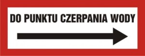 Znak do punktu czerpania wody w prawo 14x36cm, płyta sztywna