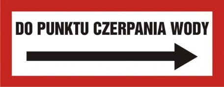 Znak do punktu czerpania wody w prawo 14x36cm, płyta sztywna